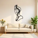 Abstract Half Face Metal Wall Art | Minimalist Woman Line Art