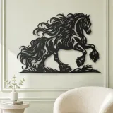 Friesian Mane Flow Metal Wall Art | Equestrian Wall Decor - lifestyle view 2