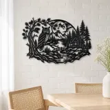 Owl Woodland Night Metal Wall Art | Wildlife Silhouette Decor - lifestyle view 4
