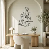 Seated Dress Flow Metal Wall Art | Fashion Figure Wall Decor - lifestyle view 4
