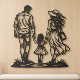 Family of Three Walk Metal Wall Art | Family Silhouette Decor - lifestyle view 5