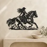 Cowgirl and Horse Metal Wall Art | Equestrian Wall Decor - lifestyle view 3