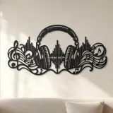 Kopfhörer Schallwelle Metall-Wandkunst | Musikzimmer Dekoration