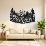 Deer in the Pines Metal Wall Art | Wildlife Silhouette Decor