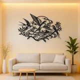 Swallow Flight Flow Metal Wall Art | Wildlife Silhouette Decor