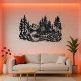 A-Frame Cabin Woods Metal Wall Art | Nature Silhouette Decor