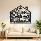 Minimal House Family Metal Wall Art | Family Silhouette Decor