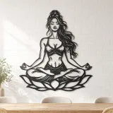 Lotus Meditation Metal Wall Art | Movement Silhouette Decor - lifestyle view 4