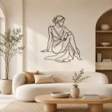 Décoration murale en métal muse du soir assise | Décor mural figure de mode
