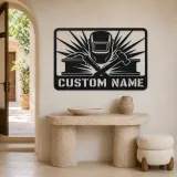 Personalized Welder Metal Wall Art with Torch and Hammer - lifestyle view 3