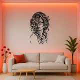 Leaf Veil Face Metal Wall Art | Minimalist Woman Line Art