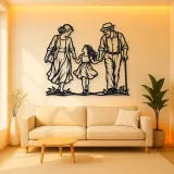 Grandparents Grandchild Metal Wall Art | Family Silhouette Decor