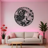 Celestial Woman Profile Metal Wall Art | Minimalist Woman Line Art