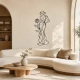 Stehendes Rosenmodell Metall-Wandkunst | Botanische Frauen Wanddekoration