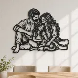 Family with Cat Metal Wall Art | Pet Lover Silhouette Decor - lifestyle view 4