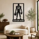 Décoration murale en métal personnalisée avec joueur de football numéro 12 vu de dos
