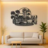 Record Player Corner Metal Wall Art | Music Room Wall Decor