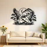 Crane Dance Metal Wall Art | Wildlife Silhouette Decor