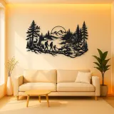 Woodland Family Walk Metal Wall Art | Family Silhouette Decor