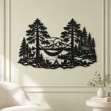 Hammock between Pines Metal Wall Art | Cozy Home Metal Decor - lifestyle view 2