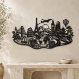 Passport Journey Symbol Metal Wall Art | Travel and City Wall Decor - lifestyle view 3