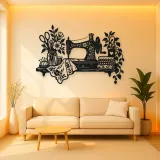 Sewing Machine Floral Metal Wall Art | Botanical Metal Wall Decor