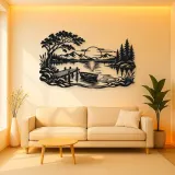 Calm Lake Ripples Metal Wall Art | Nature Silhouette Decor
