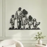 Family with Dog Metal Wall Art | Pet Lover Silhouette Decor - lifestyle view 2