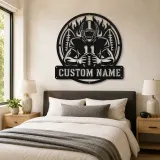 Personalized Number 11 Football Player Double Ball Metal Wall Art - lifestyle view 2