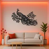 Peacock Feather Flow Metal Wall Art | Wildlife Silhouette Decor