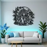Tiger Bamboo Flow Metal Wall Art | Wildlife Silhouette Decor
