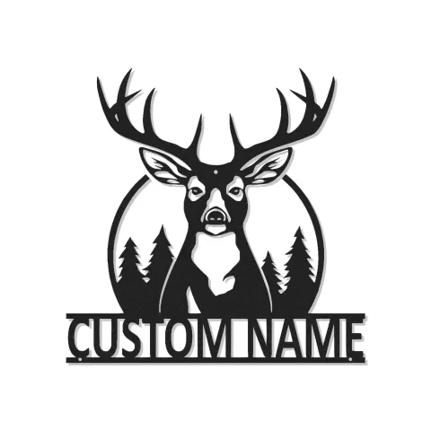 Insegna in metallo personalizzata con silhouette di cervo e luce LED regalo per cacciatori decorazione rustica per chalet
