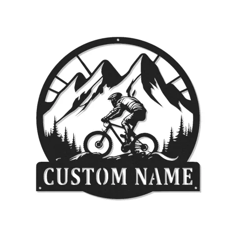Custom Mountain Biker Sign | LED Metal Wall Art | Personalized Cyclist Gift for Outdoor Lover | Trail Rider Decor