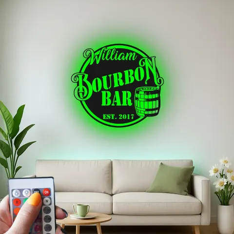 Personalisierte Bourbon Bar LED Licht Metall Wandkunst für Heimbar alternative Ansicht