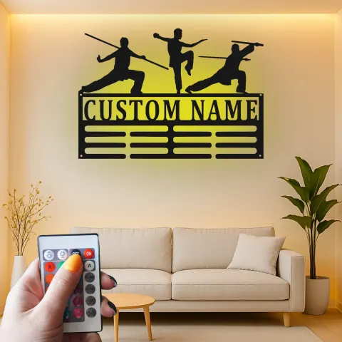 Custom Martial Arts Metal Wall Art | Personalized Kung Fu LED Sign | Dojo & Karate School Decor Gift alternate view