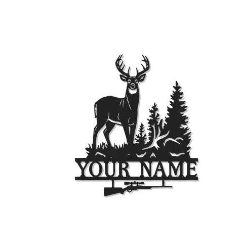 Décoration murale en métal personnalisée pour chasseur de cerfs avec rétroéclairage LED - Cadeau personnalisé pour chasseurs - Décor de cabane rustique 3