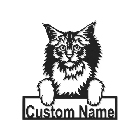 Insegna in metallo personalizzata con gatto Maine Coon, luce LED, regalo per amanti degli animali, decorazione per soggiorno