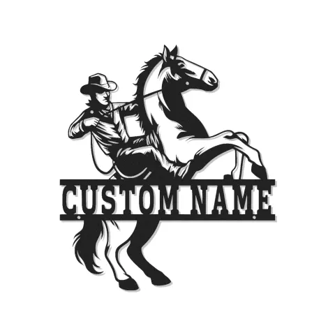 Cartel de metal LED personalizado de vaquero y caballo, regalo western, decoración para rancho o man cave