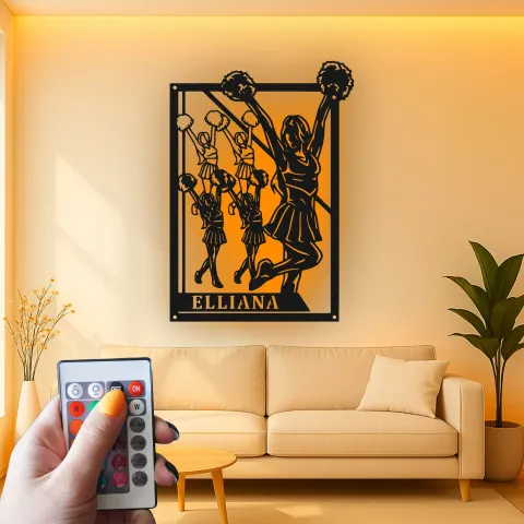 Vista alternativa de Cartel de metal personalizado con luz LED de animadora, regalo de animación para su habitación o decoración de gimnasio