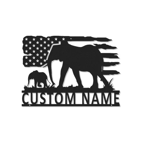 Personalisierte LED-beleuchtete Metall-Wandkunst „Elefantenfamilie“ – individuelles Wildtier-Geschenk für Wohnzimmer und Safari-Deko