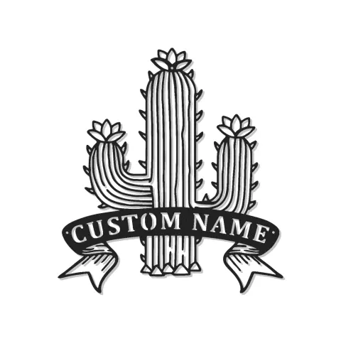 Décoration murale en métal personnalisée avec lumière LED en forme de cactus - Cadeau pour les amoureux des plantes et décoration intérieure southwestern