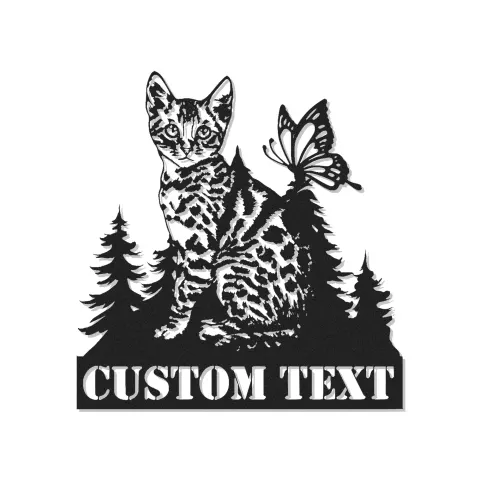 Décoration murale en métal personnalisée Chat et Papillon avec rétroéclairage LED Cadeau pour amoureux des animaux Décor de chambre ou de salon