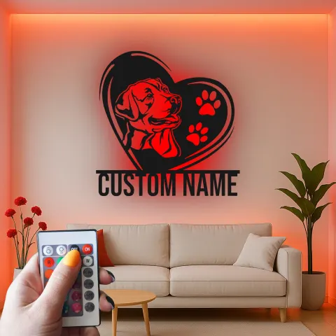 Personalisierte Labrador Herz LED-Licht Metall-Wandkunst für Hundeliebhaber alternative Ansicht