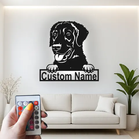 Vista alternativa di Insegna in metallo LED personalizzata per Labrador Retriever - Regalo per amanti dei cani - Decorazione per soggiorno 1