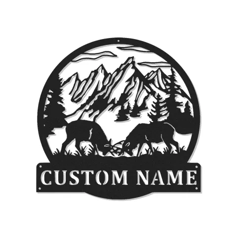 Custom Mountain Elk Led Light Metal Wall Art Personalized Nature Lover Gift Rustic Cabin Decor