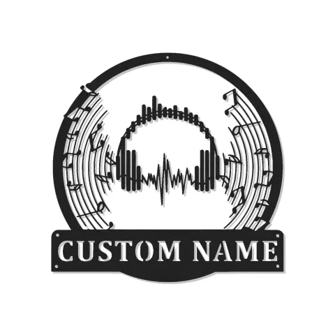 Personalized Headphone LED Wall Art | Custom Metal Studio Sign | DJ Name Plate & Music Lover Gift | Soundwave Audio Decor