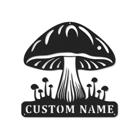 Panneau Métal Champignon Personnalisé | Art Murale Fungi LED Sur Mesure | Cadeau Vintage pour Amateurs de Nature pour Décor de Studio & Chambre