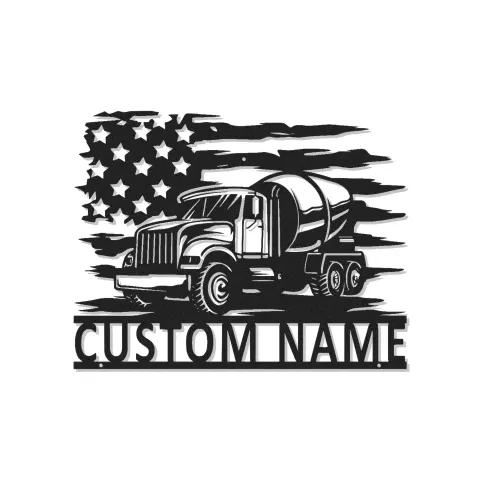 Personalisierte Betonmischer-LKW-LED-Metall-Wandkunst – Geschenk für Bau-Enthusiasten, Deko für Garage oder Werkstatt
