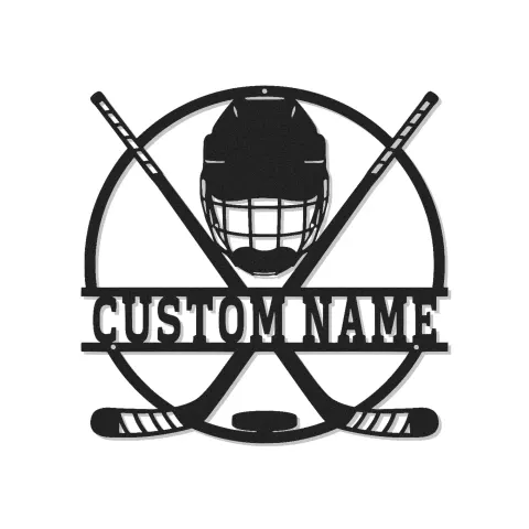 Cartel LED personalizado de jugador de hockey | Decoración mural de metal personalizada | Regalo deportivo para habitación infantil y cueva masculina