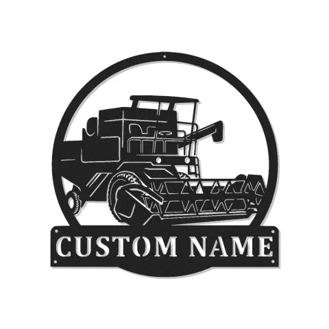 Insegna in metallo LED personalizzata a forma di mietitrebbia regalo per agricoltori decorazione rustica per fattoria